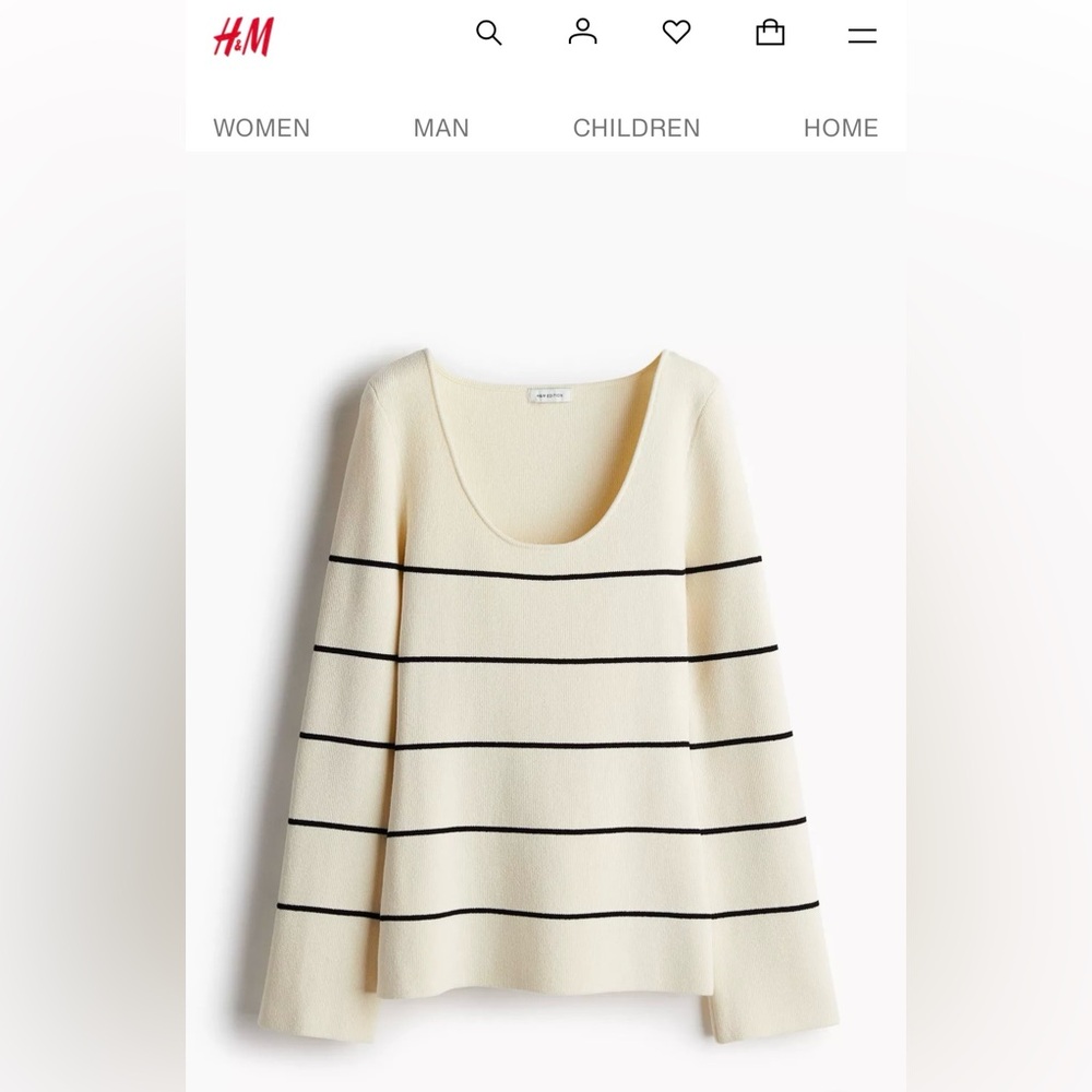 H&M Striped Long Sleeve Top - White and Black